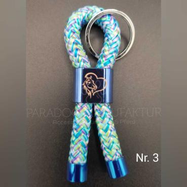 Schlüsselanhänger "Herz-Pferd" - Schlaufe Candy Blau