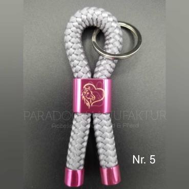 Schlüsselanhänger "Herz-Pferd" - Schlaufe Candy Pink