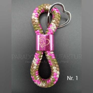Schlüsselanhänger "Herz-Pferd" - Schlaufe Candy Pink