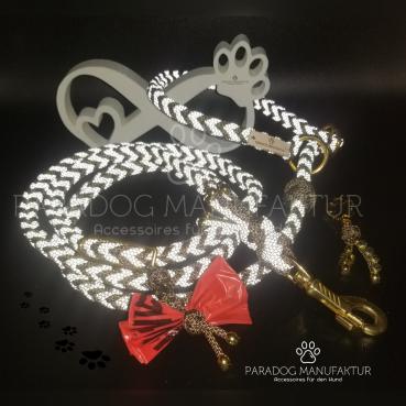 Retrieverleine Moritz - mit Stegring & verstellbarer Handschlaufe - Super Reflectierend